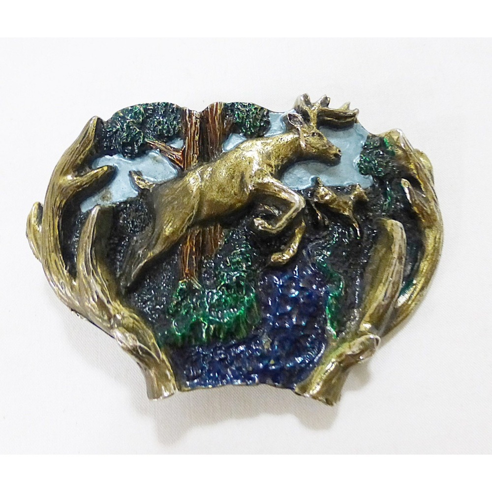 Vtg‎ brass belt buckle the great american buckle deer hunting gorpcore Outdoor